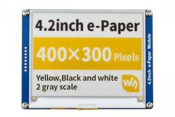 e-paper WAVESHARE 400x300, 4.2inch E-Ink display module, yellow/black/white three-color, Waveshare 14228