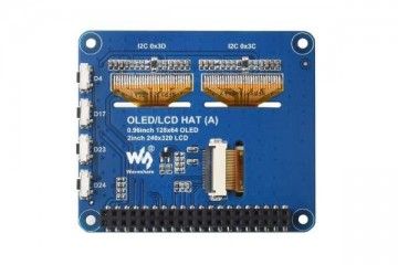 lcd WAVESHARE Raspberry Pi OLED/LCD HAT, Onboard 2inch IPS LCD Main Screen and Dual 0.96inch Blue OLED Secondary Screens, Waveshare 25587